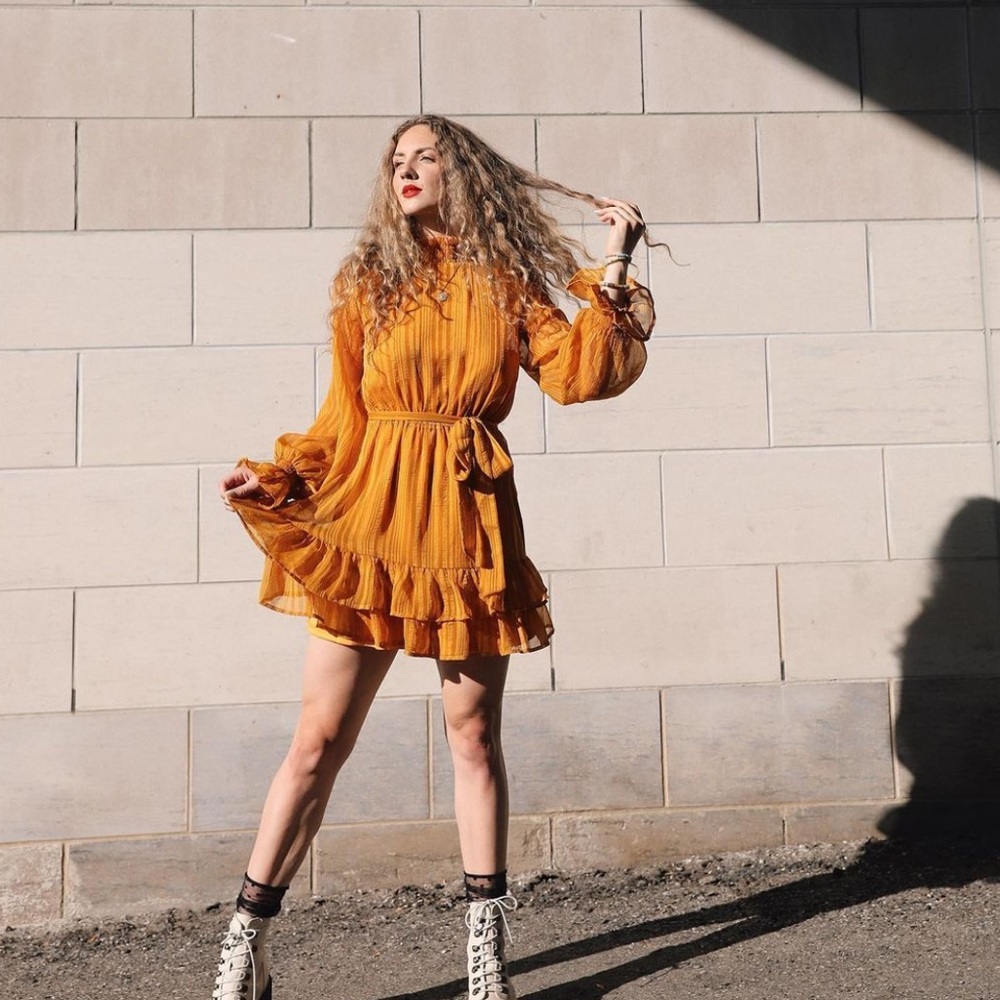 Lulus High Neck Yellow Dress